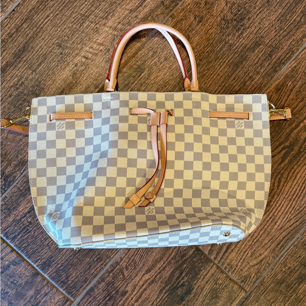 Louis Vuitton Girolata Azur Damier Tote Bag Canvas Beige